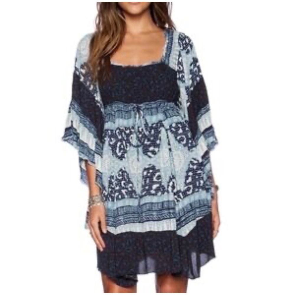 Free People Heart of Gold dress in indigo combo blue boho festival